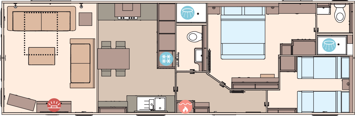 The Ambleside 40ft x 13ft x 2 Bedroom floorplan