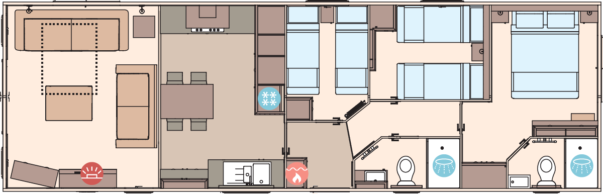 The Ambleside 41ft x 13ft x 3 Bedroom floorplan