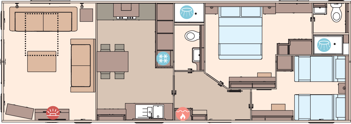 The Ambleside Premier 40ft x 14ft x 2 Bedroom  floorplan