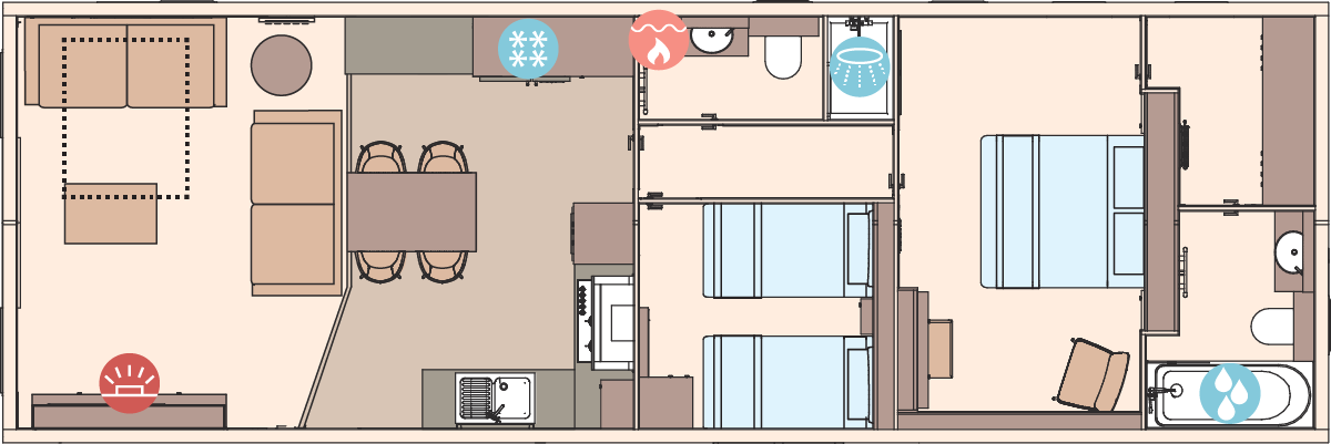 The Balmoral 43ft x 14ft x 2 Bedroom floorplan