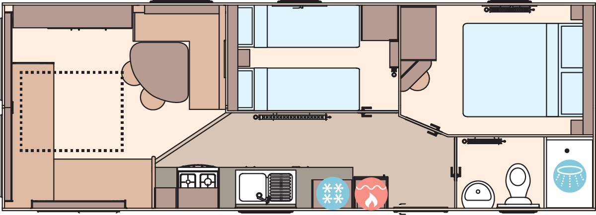 The Coworth 28ft x 10ft x 2 Bedroom  floorplan