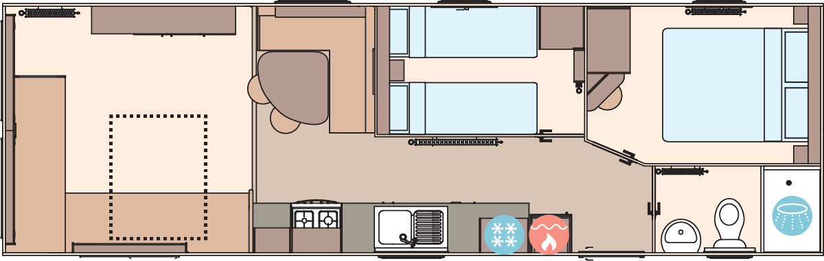 The Coworth 32ft x 10ft x 2 Bedroom floorplan