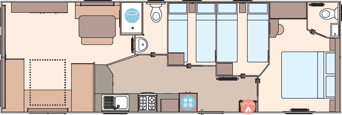 The Coworth 36ft x 12ft x 3 Bedroom floorplan