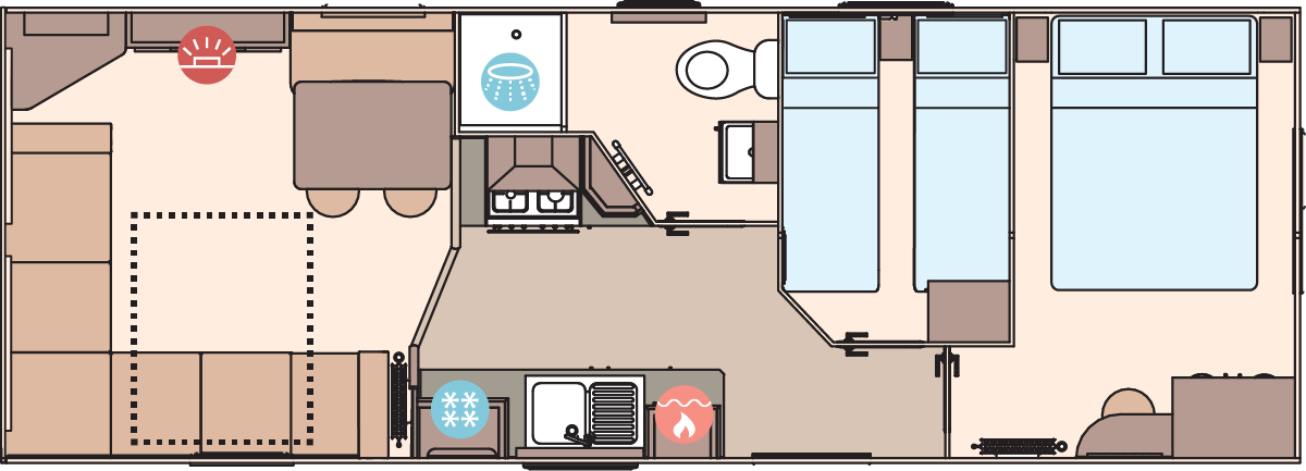 The Keswick 28ft x 10ft x 2 Bedroom  floorplan