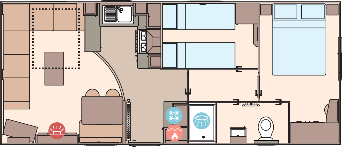 The Keswick 28ft x 12ft x 2 Bedroom  floorplan