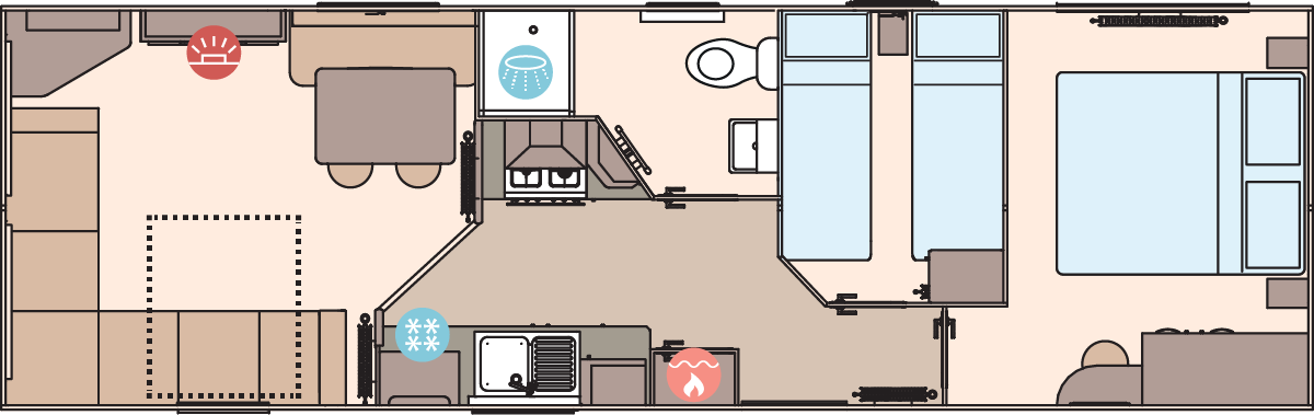 The Keswick 32ft x 10ft x 2 Bedroom  floorplan