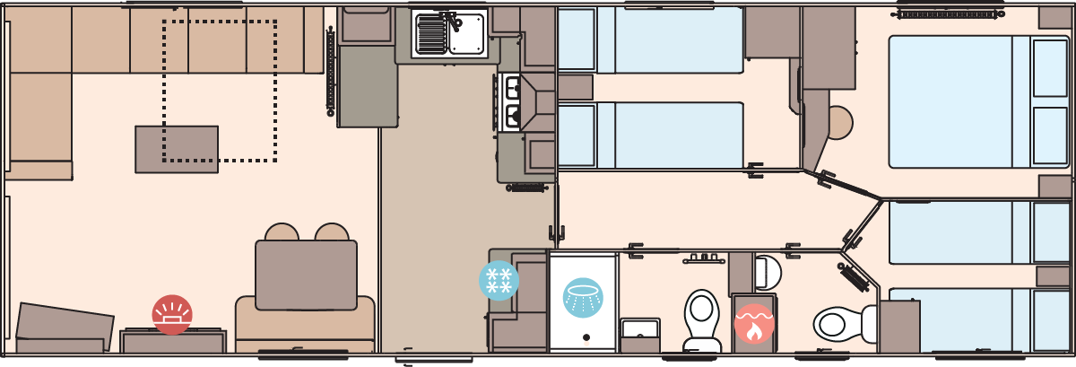 The Keswick 36ft x 12ft x 3 Bedroom  floorplan