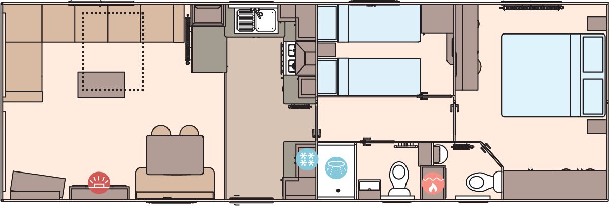 The Keswick 36ft x 12ft x 2 Bedroom floorplan