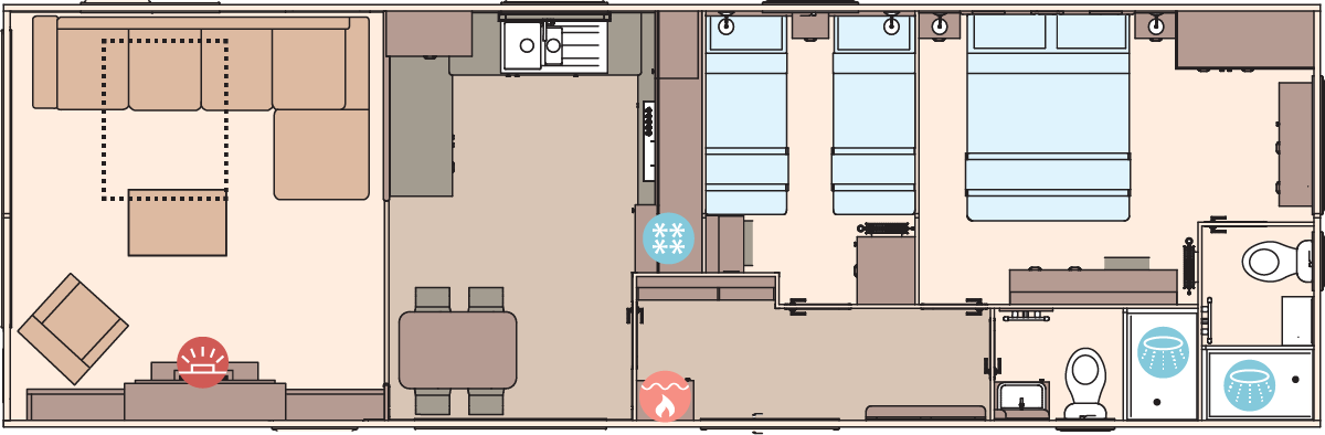 The Langdale 40ft x 13ft x 2 Bedroom floorplan