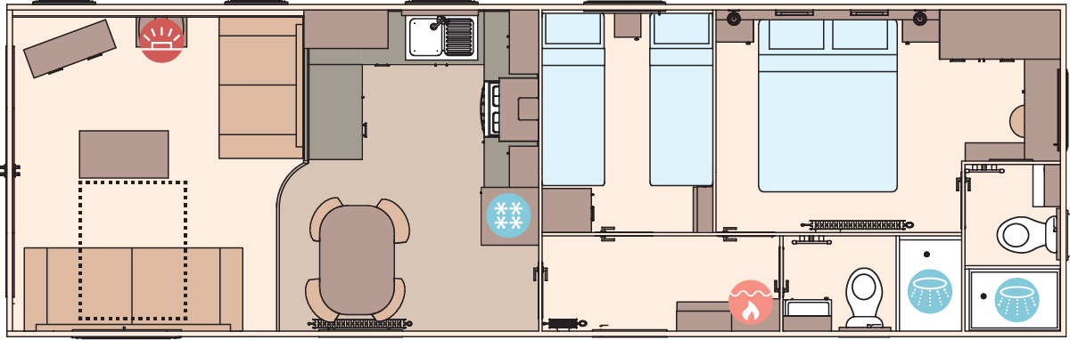 The St David 38ft x 12ft x 2 Bedroom floorplan
