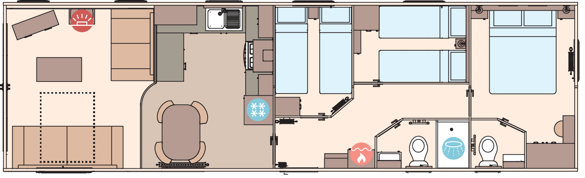 The St David 40ft x 12ft x 3 Bedroom floorplan