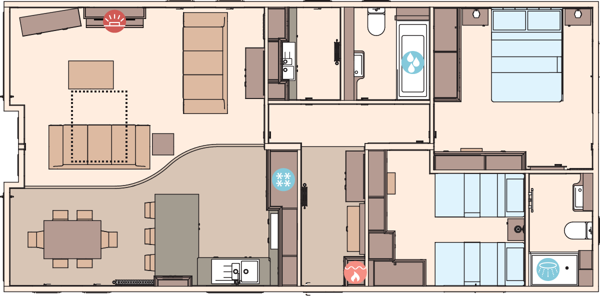 The Harrogate 41ft x 20ft x 2 Bedroom floorplan