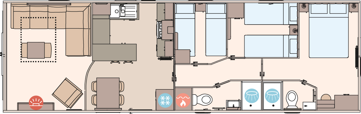 The Langdale 41ft x 13ft x 3 Bedroom floorplan