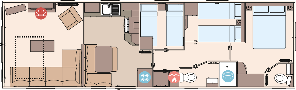 The Wimbledon 40ft x 12ft x 3 Bedroom floorplan