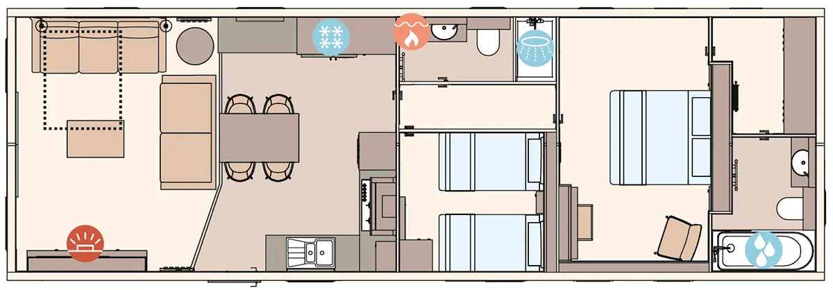 The Balmoral 2027 43ft x 14ft x 2 Bedroom floorplan