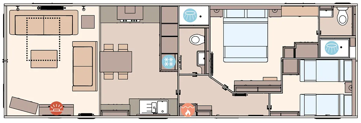 The Ambleside 2027 40ft x 13ft x 2 Bedroom floorplan