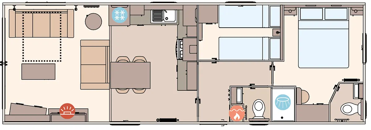 The Beverley 2027 36ft x 12ft x 2 Bedroom floorplan