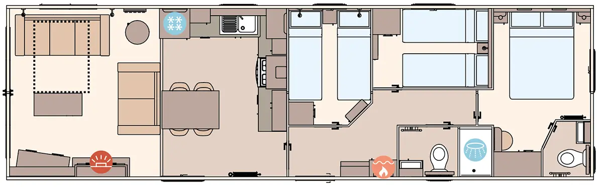 The Beverley 2027 40ft x 12ft x 3 Bedroom floorplan