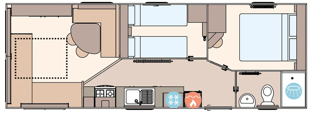 The Coworth 2027 28ft x 10ft x 2 Bedroom  floorplan