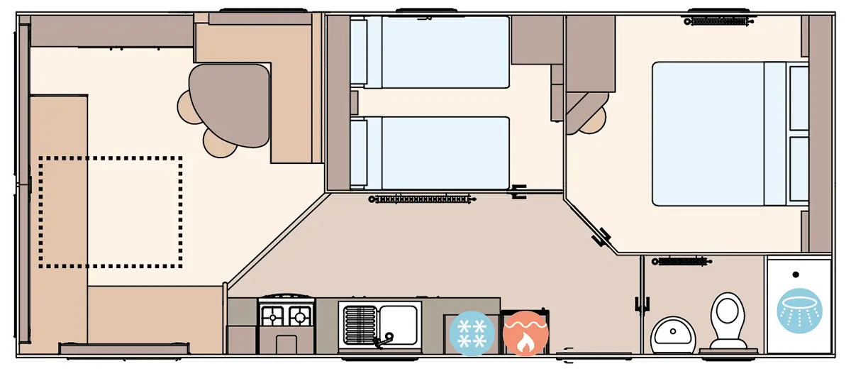 The Coworth 2027 28ft x 12ft x 2 Bedroom  floorplan