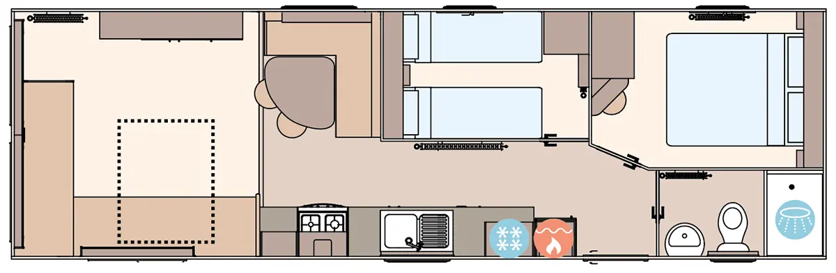 The Coworth 2027 32ft x 10ft x 2 Bedroom floorplan