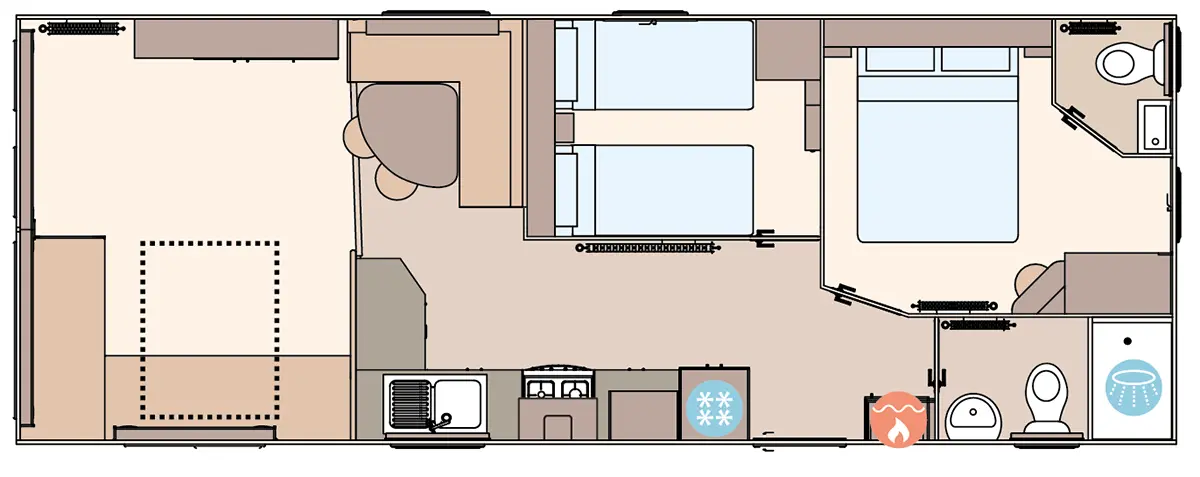 The Coworth 2027 32ft x 12ft x 2 Bedroom  floorplan