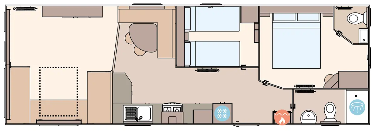 The Coworth 2027 36ft x 12ft x 2 Bedroom floorplan