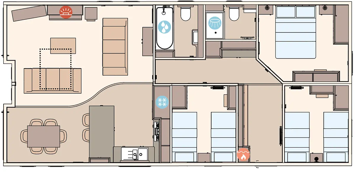 The Harrogate 2027 42ft x 20ft x 3 Bedroom floorplan