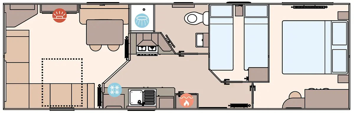 The Keswick 2027 32ft x 10ft x 2 Bedroom  floorplan