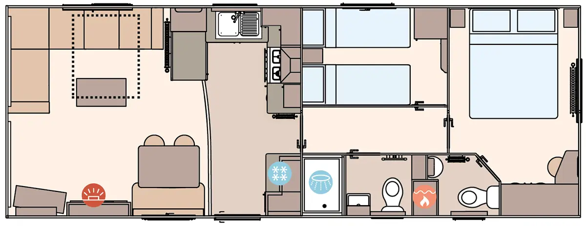 The Keswick 2027 32ft x 12ft x 2 Bedroom floorplan