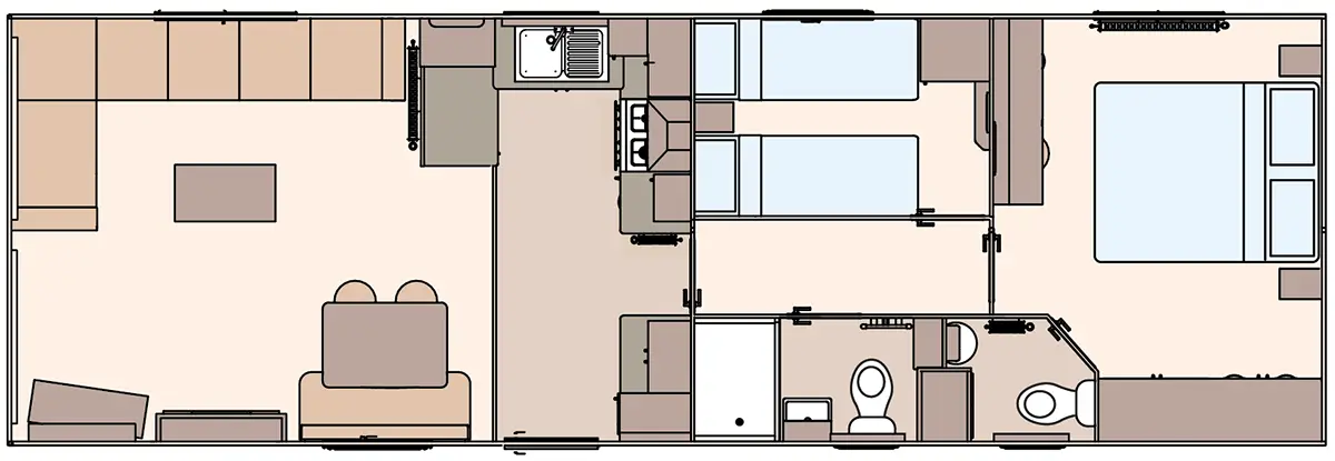 The Keswick 2027 36ft x 12ft x 2 Bedroom floorplan