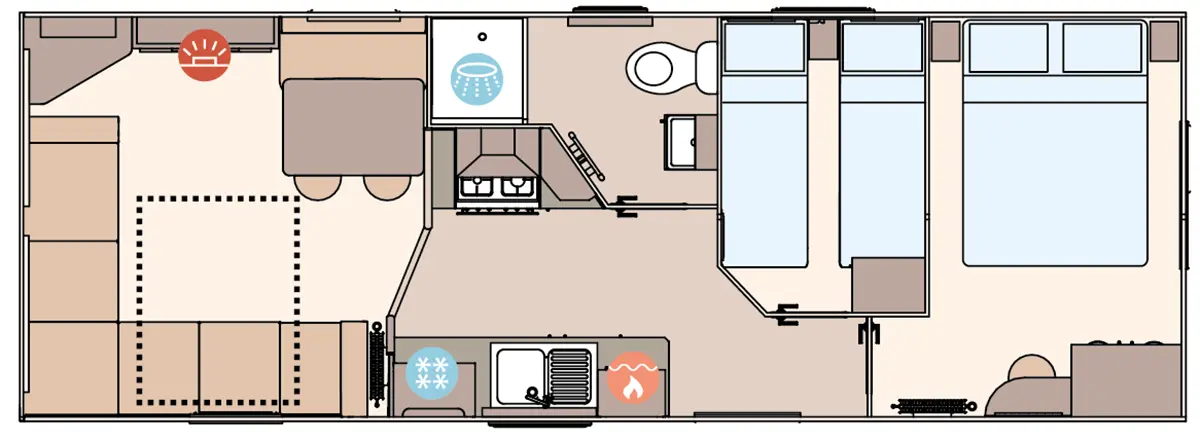 The Keswick 2027 28ft x 10ft x 2 Bedroom  floorplan