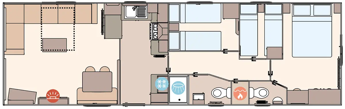 The Keswick 2027 39ft x 12ft x 3 Bedroom floorplan