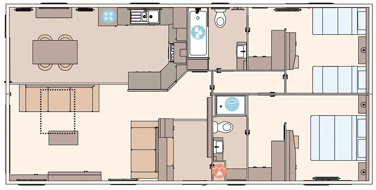 The Kielder 2027 40ft x 20ft x 2 Bedroom floorplan