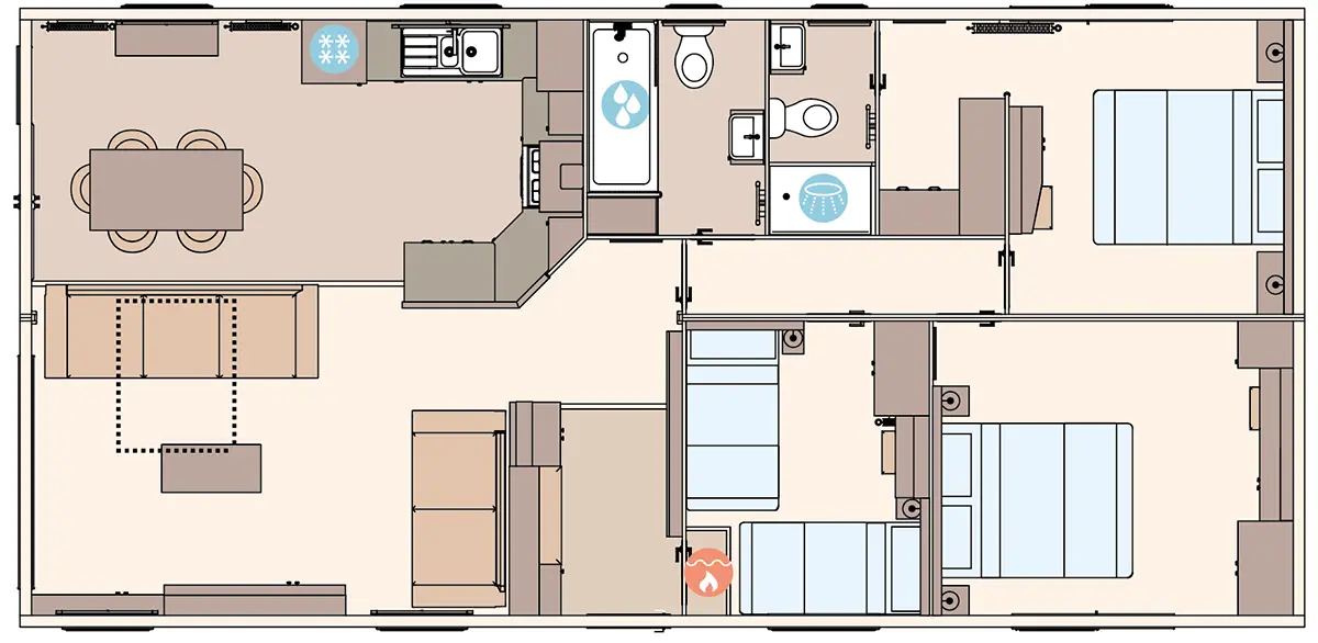 The Kielder 2027 41ft x 20ft x 3 Bedroom (Double Bed Option) floorplan