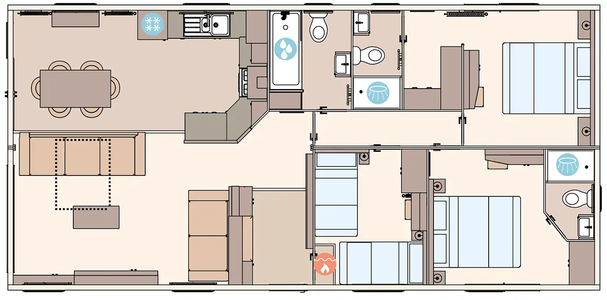 The Kielder 2027 41 x 20 x 3 Bedroom (Double Bed with En Suite Option)  floorplan