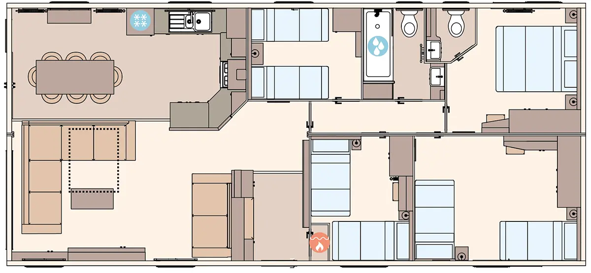 The Kielder 2027 44ft x 20ft x 4 Bedroom floorplan