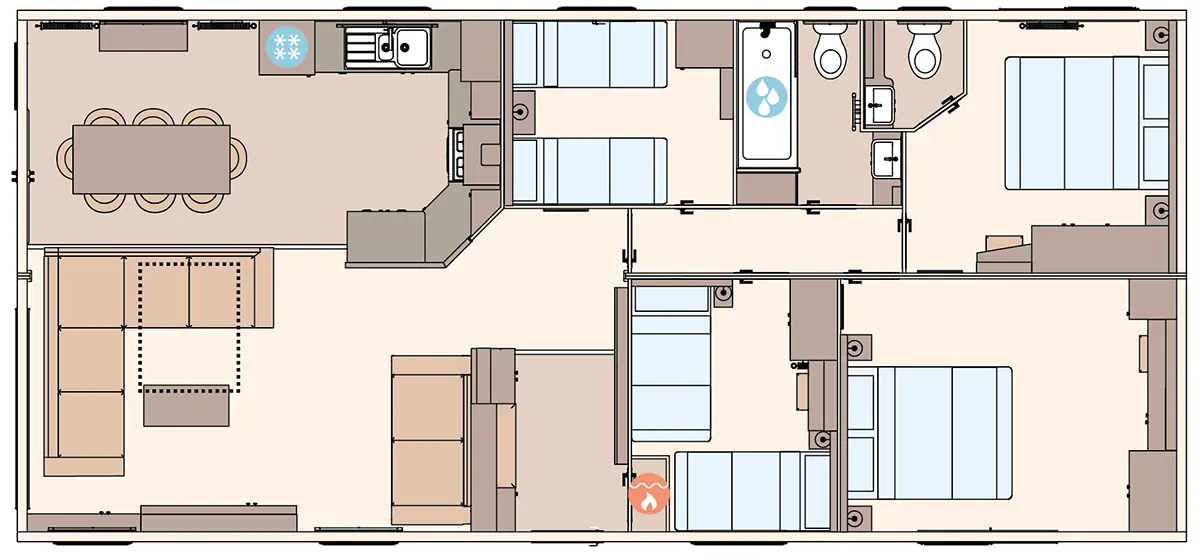The Kielder 2027 44 x 20 x 4 bedroom (Double Bed Option) floorplan