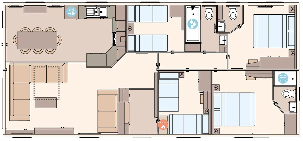 The Kielder 2027 44 x 20 x 4 bedroom (Double Bed With Ensuite Option) floorplan