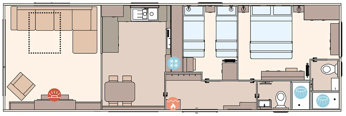 The Langdale 2027 40ft x 13ft x 2 Bedroom floorplan