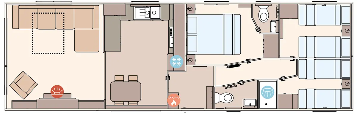 The Langdale 2027 41ft x 13ft x 3 Bedroom floorplan