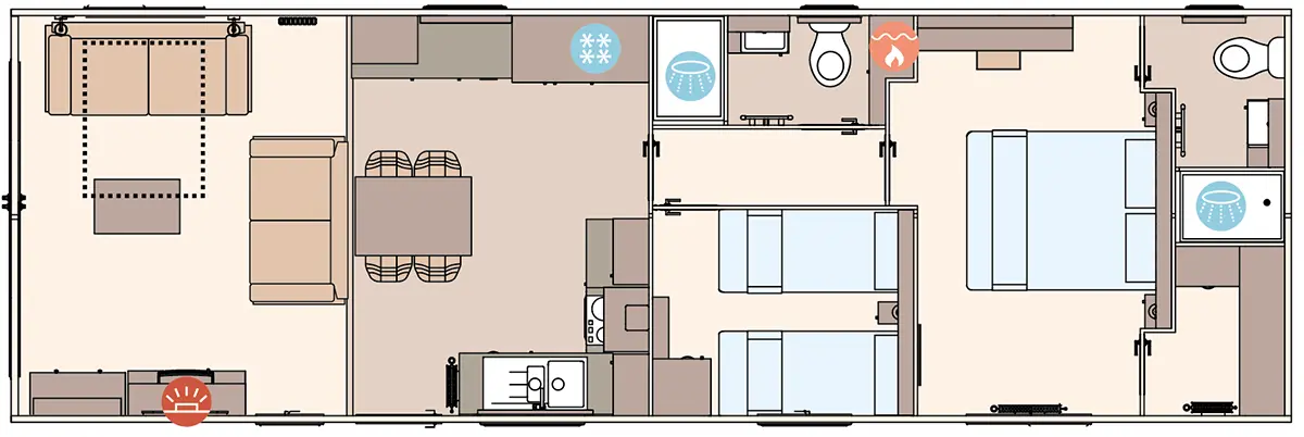 The Portofino Residential 40ft x 13ft x 2 Bedroom  floorplan