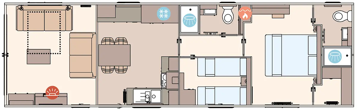 The Portofino 40ft x 12ft x 2 Bedroom  floorplan