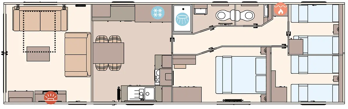 The Portofino 40ft x 12ft x 3 Bedroom  floorplan