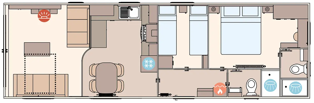 The St David 2027 38ft x 12ft x 2 Bedroom floorplan