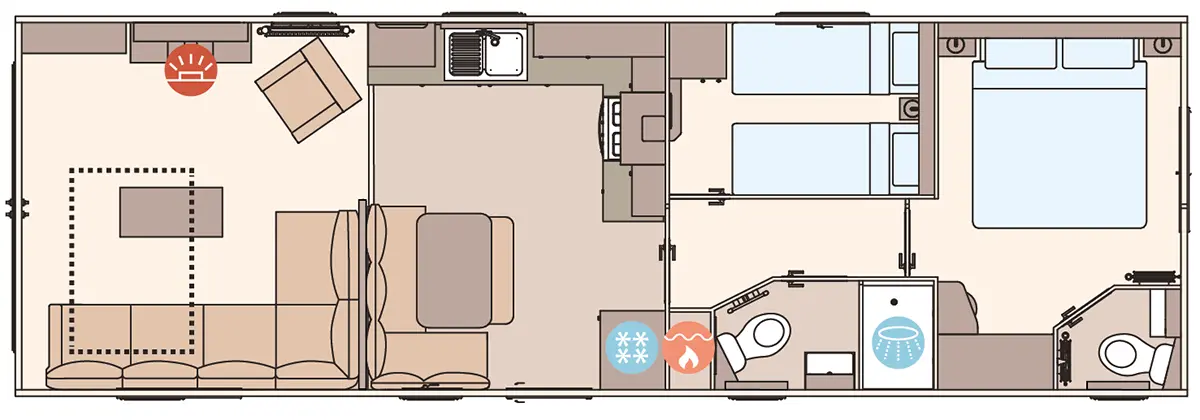 The Wimbledon 2027 37ft x 12ft x 2 Bedroom floorplan