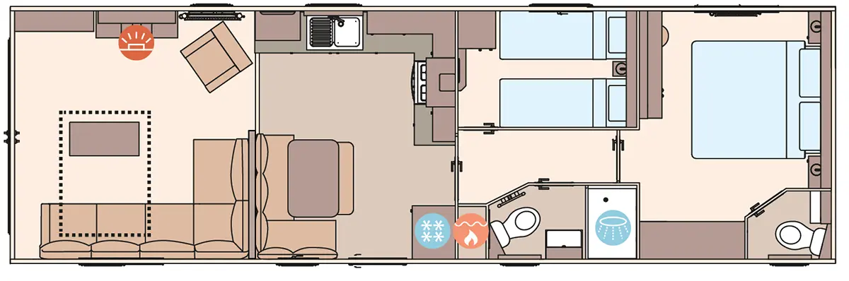 The Wimbledon 2027 39ft x 12ft x 2 Bedroom floorplan