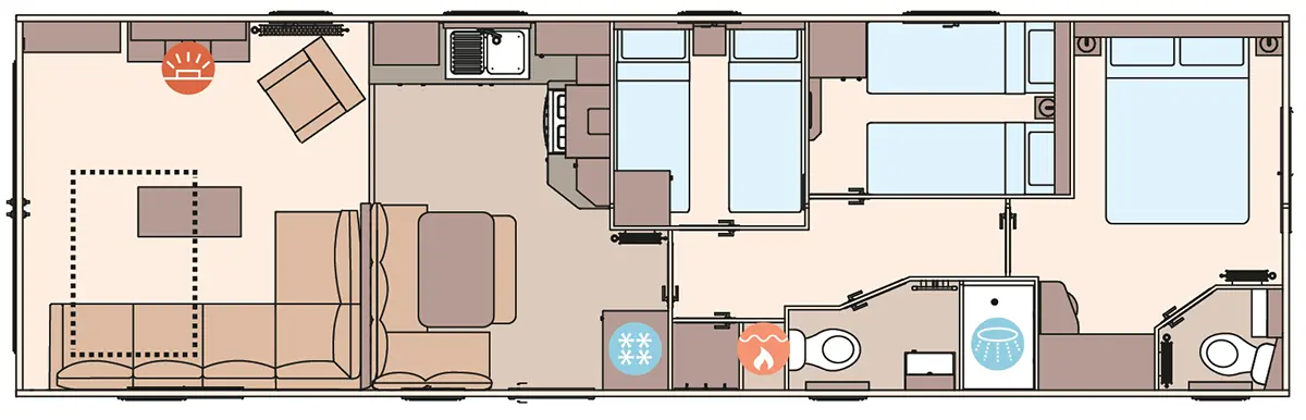 The Wimbledon 2027 40ft x 12ft x 3 Bedroom floorplan