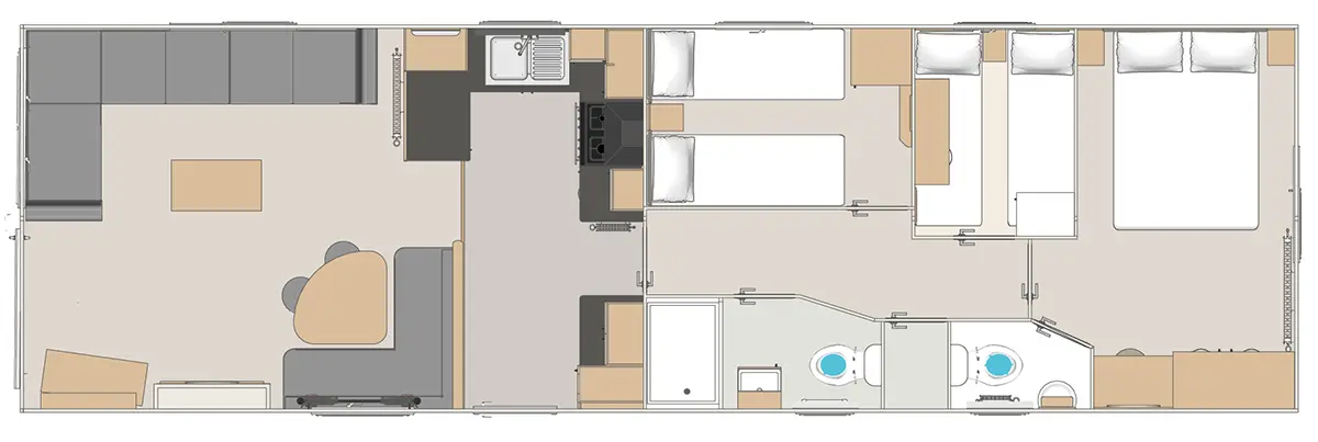 The Keswick 2027 39ft x 12ft x 3 Bedroom (Dinette Option) floorplan