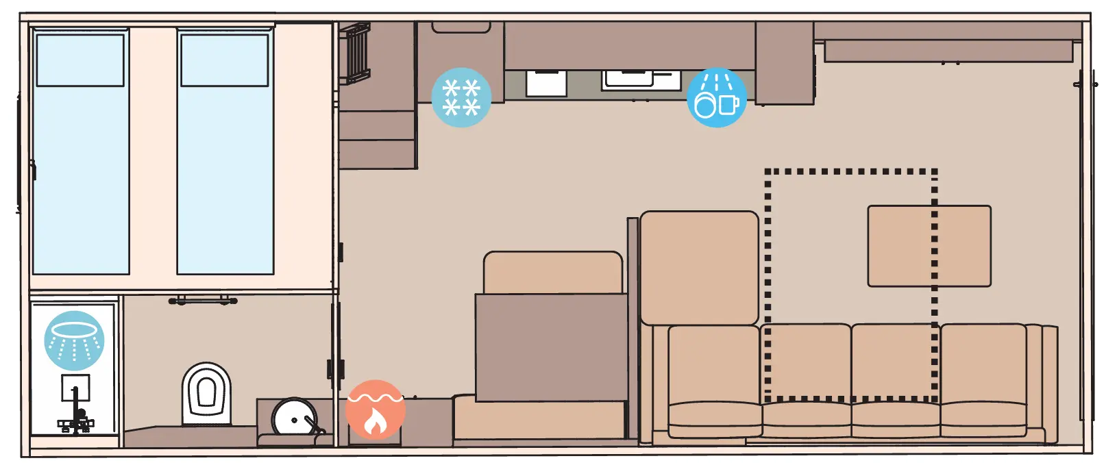 The Getaway The Getaway 32 x 13 2 Bedroom (Showing bunkroom) floorplan